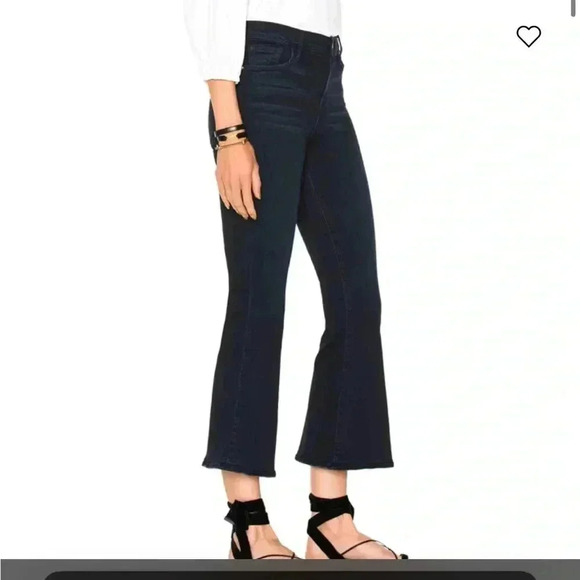 FRAME Le Crop Bell Flare Jeans Rockview Blue Dark Wash NWT - Picture 3 of 10